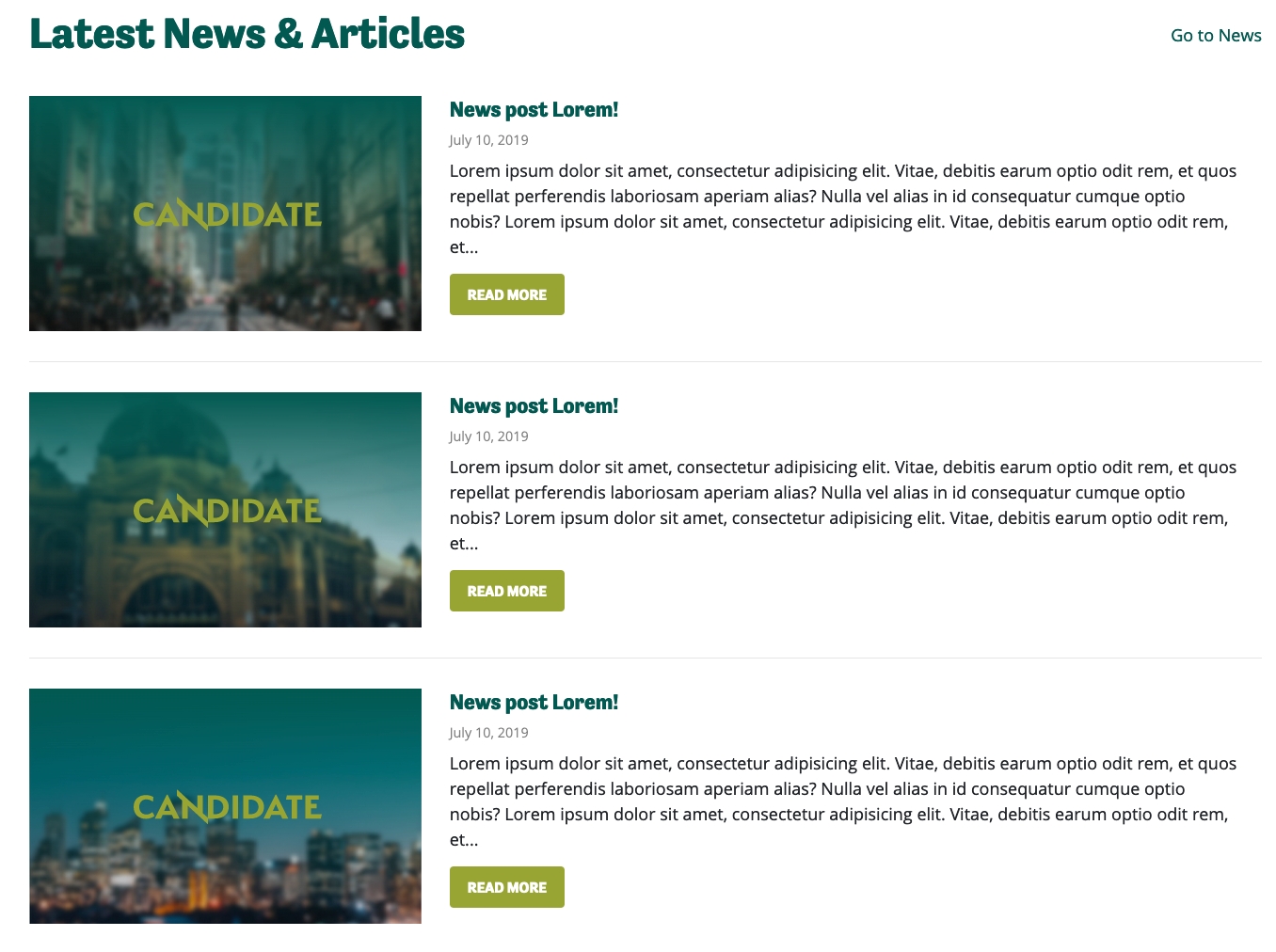 Candidate Themes Latest News Section