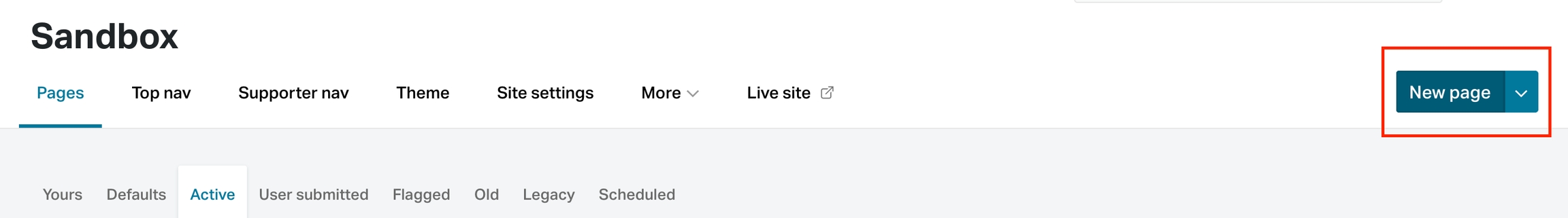 Where to find the new page button