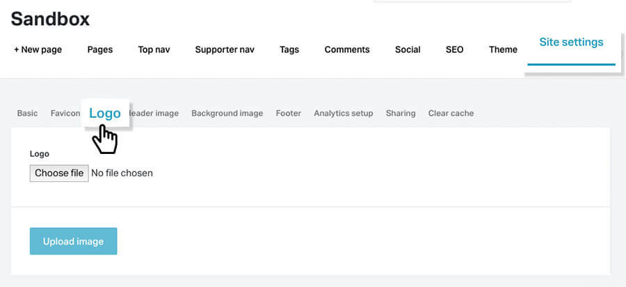 Upload your logo under "Site settings" > "Logo"